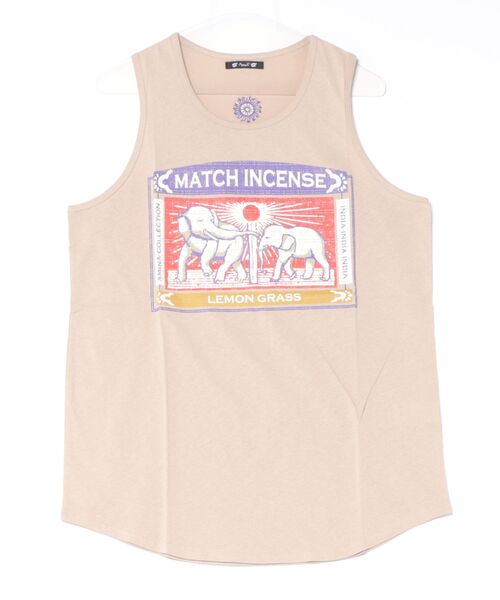 チャイハネ(チャイハネ)の「【チャイハネ】マッチ香プリントMEN'Sタンクトップ(タンクトップ・メンズ・ブラック/カーキ/オフホワイト/ブラウン/グリーン/レッド/ネイビー/オレンジ/ライトベージュ/ブルー系その他/ホワイト/レッド系その他/グレー/マスタード/ブルー・FREE)」の5枚目の写真