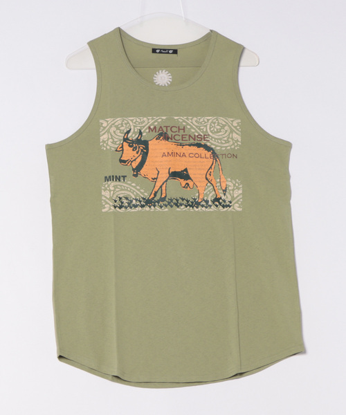 チャイハネ（チャイハネ）の「【チャイハネ】マッチ香プリントMEN'Sタンクトップ（タンクトップ・メンズ・ブラック/カーキ/オフホワイト/ブラウン/グリーン/レッド/ネイビー/オレンジ/ライトベージュ/ブルー系その他/ホワイト/レッド系その他・FREE）」の6枚目の写真