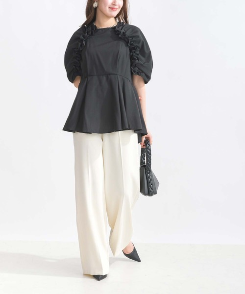 PICCIN（ピッチン）の「【WEB限定】ラグラン切り替えフリルブラウス（シャツ/ブラウス・レディース・オフホワイト/ブラック/サックスブルー・M/L）」の11枚目の写真