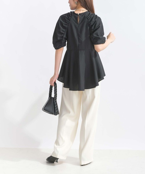 PICCIN（ピッチン）の「【WEB限定】ラグラン切り替えフリルブラウス（シャツ/ブラウス・レディース・オフホワイト/ブラック/サックスブルー・M/L）」の9枚目の写真