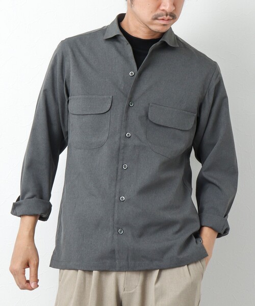 NOLLEY’S（ノーリーズ）の「吸水速乾ワンピースカラーフラップポケットシャツ（シャツ/ブラウス・メンズ・チャコールグレー/ベージュ/ダークネイビー・S/L/M）」の2枚目の写真