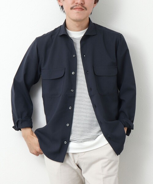 NOLLEY’S（ノーリーズ）の「吸水速乾ワンピースカラーフラップポケットシャツ（シャツ/ブラウス・メンズ・チャコールグレー/ベージュ/ダークネイビー・S/L/M）」の3枚目の写真