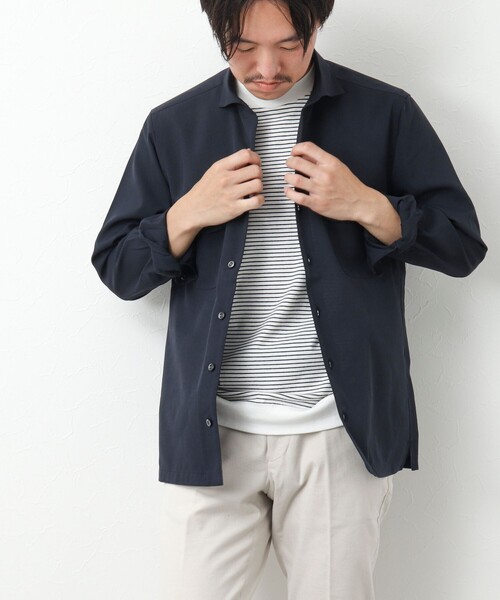 NOLLEY’S（ノーリーズ）の「吸水速乾ワンピースカラーフラップポケットシャツ（シャツ/ブラウス・メンズ・チャコールグレー/ベージュ/ダークネイビー・S/L/M）」の4枚目の写真