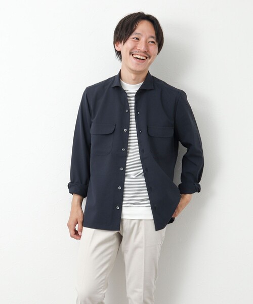 NOLLEY’S（ノーリーズ）の「吸水速乾ワンピースカラーフラップポケットシャツ（シャツ/ブラウス・メンズ・チャコールグレー/ベージュ/ダークネイビー・S/L/M）」の6枚目の写真