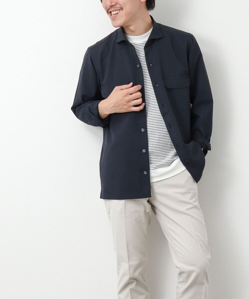 NOLLEY’S（ノーリーズ）の「吸水速乾ワンピースカラーフラップポケットシャツ（シャツ/ブラウス・メンズ・チャコールグレー/ベージュ/ダークネイビー・S/L/M）」の7枚目の写真