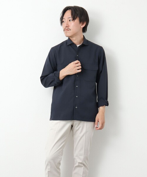 NOLLEY’S（ノーリーズ）の「吸水速乾ワンピースカラーフラップポケットシャツ（シャツ/ブラウス・メンズ・チャコールグレー/ベージュ/ダークネイビー・S/L/M）」の12枚目の写真