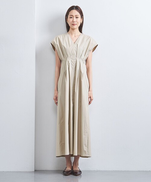 なるまま　ユナイテッドアローズ＊タック Vネック ロングワンピース UNITED ARROWS（ユナイテッドアローズ）の「タック Vネック