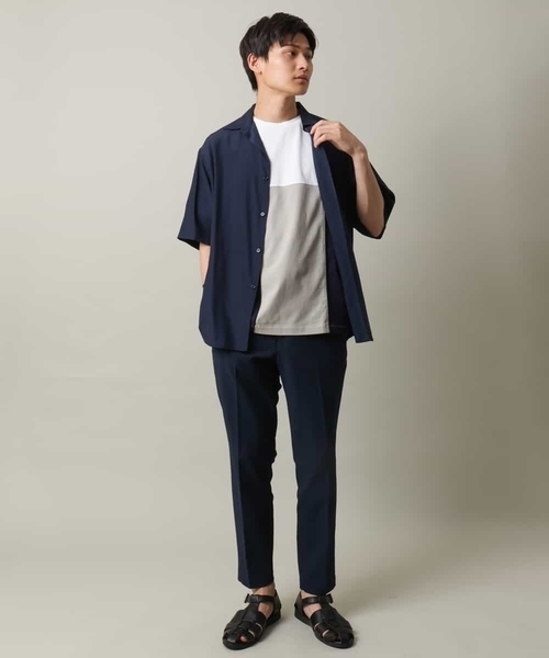 a.v.v（アーヴェヴェ）の「【接触冷感】とろみセミワイドシルエットシャツ（シャツ/ブラウス・メンズ・ネイビー/ピンク・46/48/50）」の7枚目の写真