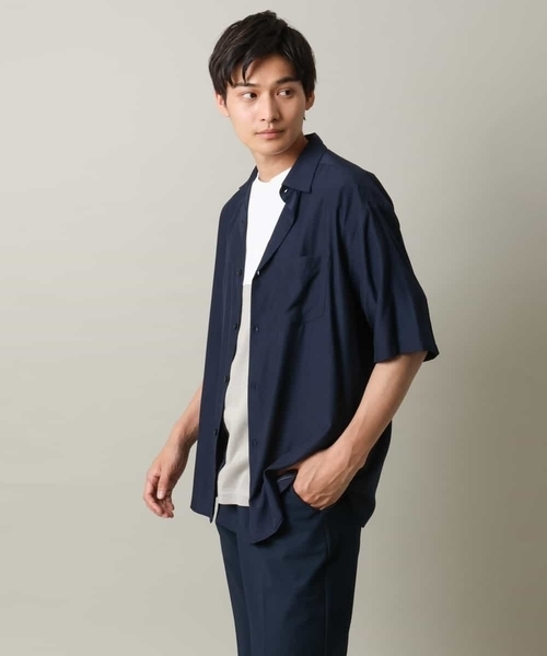 a.v.v（アーヴェヴェ）の「【接触冷感】とろみセミワイドシルエットシャツ（シャツ/ブラウス・メンズ・ネイビー/ピンク・46/48/50）」の9枚目の写真