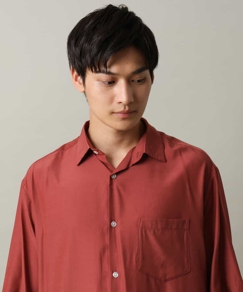 a.v.v（アーヴェヴェ）の「【接触冷感】とろみセミワイドシルエットシャツ（シャツ/ブラウス・メンズ・ネイビー/ピンク・46/48/50）」の13枚目の写真