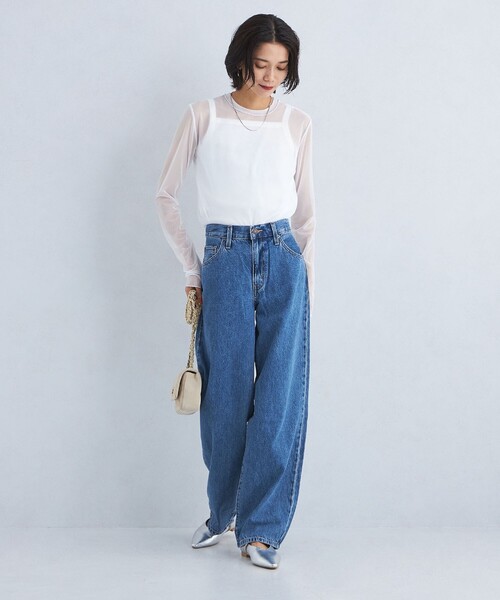 green label relaxing(グリーンレーベルリラクシング)の「ハイメッシュ チュール ロングスリーブ プルオーバー(Tシャツ/カットソー・レディース・ブラック/オリーブ/ホワイト/ベージュ/ダークグレー・FREE)」の9枚目の写真