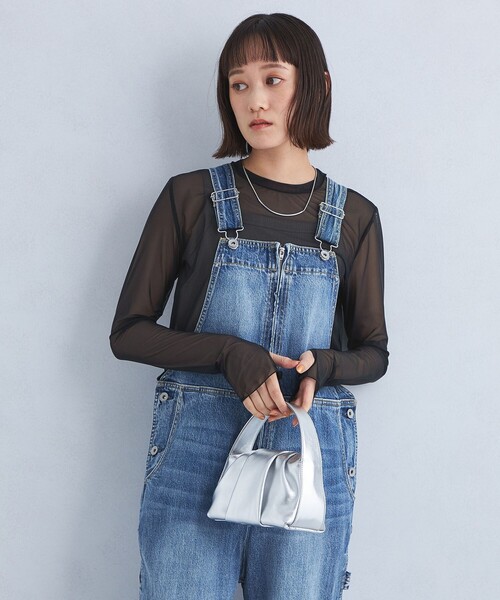 green label relaxing(グリーンレーベルリラクシング)の「ハイメッシュ チュール ロングスリーブ プルオーバー(Tシャツ/カットソー・レディース・ブラック/オリーブ/ホワイト/ベージュ/ダークグレー・FREE)」の10枚目の写真