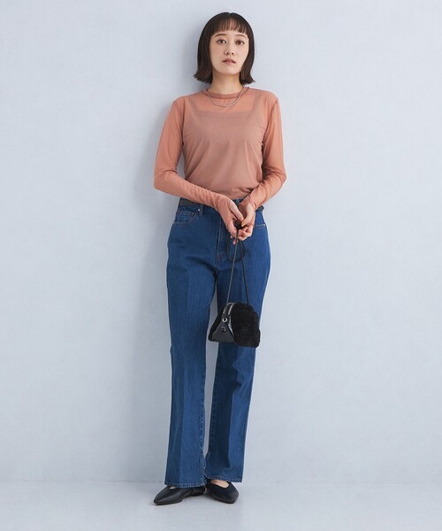 green label relaxing(グリーンレーベルリラクシング)の「ハイメッシュ チュール ロングスリーブ プルオーバー(Tシャツ/カットソー・レディース・ブラック/オリーブ/ホワイト/ベージュ/ダークグレー・FREE)」の16枚目の写真
