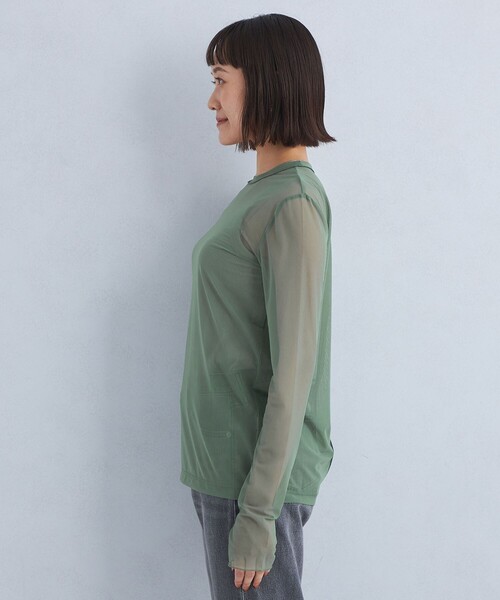 green label relaxing(グリーンレーベルリラクシング)の「ハイメッシュ チュール ロングスリーブ プルオーバー(Tシャツ/カットソー・レディース・ブラック/オリーブ/ホワイト/ベージュ/ダークグレー・FREE)」の19枚目の写真
