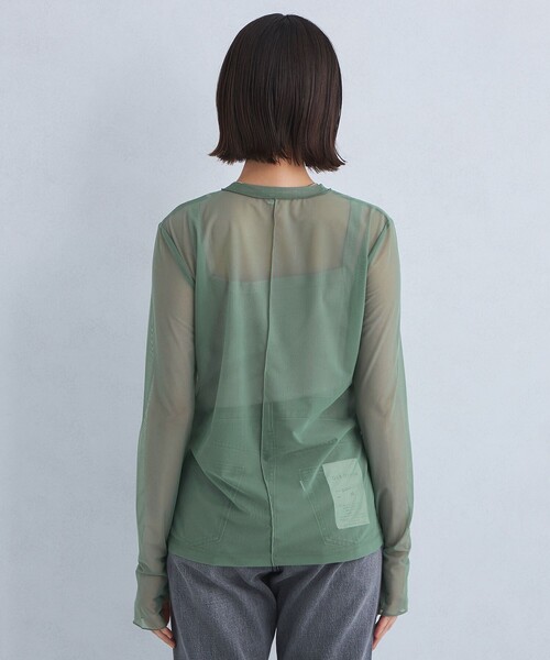 green label relaxing(グリーンレーベルリラクシング)の「ハイメッシュ チュール ロングスリーブ プルオーバー(Tシャツ/カットソー・レディース・ブラック/オリーブ/ホワイト/ベージュ/ダークグレー・FREE)」の20枚目の写真