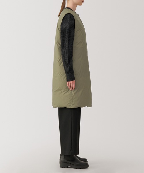 セール】婦人 軽量ダウンノーカラーロングベスト（帯電防止裏地