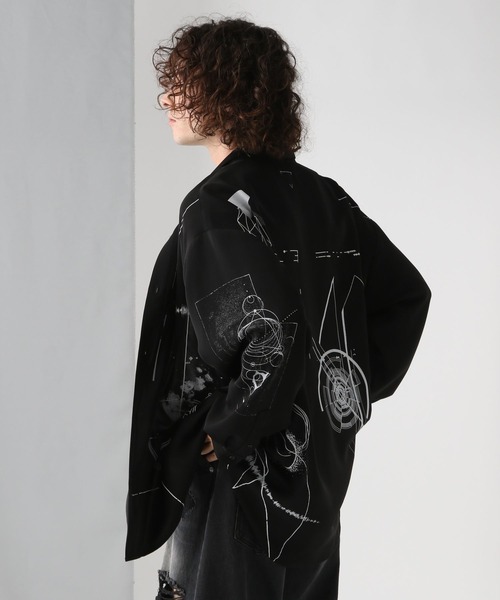 HARE ドローイングモチーフシャツ ブラック 完売品 HARE(ハレ)の「ドローイングモチーフシャツLS(HARE)(シャツ