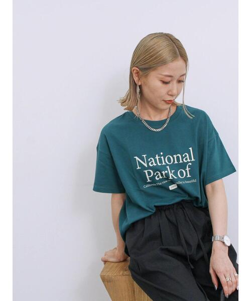 Samansa Mos2 blue（サマンサモスモスブルー）の「【抗菌防臭】ロゴTシャツ（Tシャツ/カットソー・レディース・ブラック/オフホワイト/チャコールグレー/グリーン/シルバーグレー・F）」の14枚目の写真