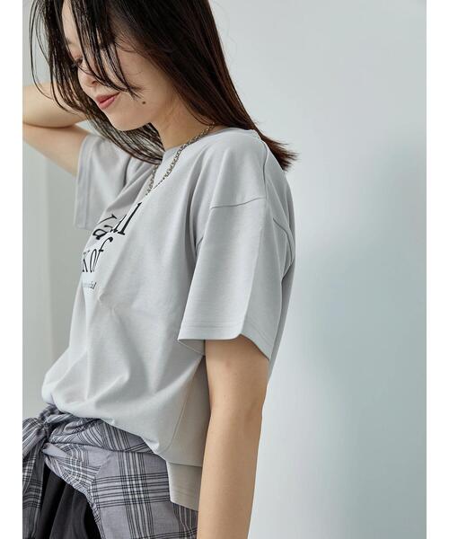 Samansa Mos2 blue（サマンサモスモスブルー）の「【抗菌防臭】ロゴTシャツ（Tシャツ/カットソー・レディース・ブラック/オフホワイト/チャコールグレー/グリーン/シルバーグレー・F）」の21枚目の写真