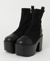 @ヨースケYOSUKEウィメンズ厚底ストレートチップストレッチブーツ4460052