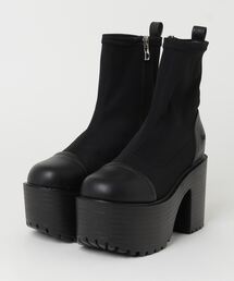 @ヨースケYOSUKEウィメンズ厚底ストレートチップストレッチブーツ4460052
