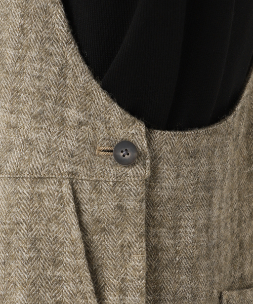 Ms BRAQUE for BOUCLE リネンウールヘリンボン オーバーオール