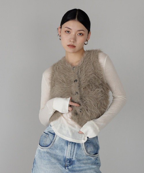 2way feather yarn vest / 前後2WAYフェザーヤーンベスト