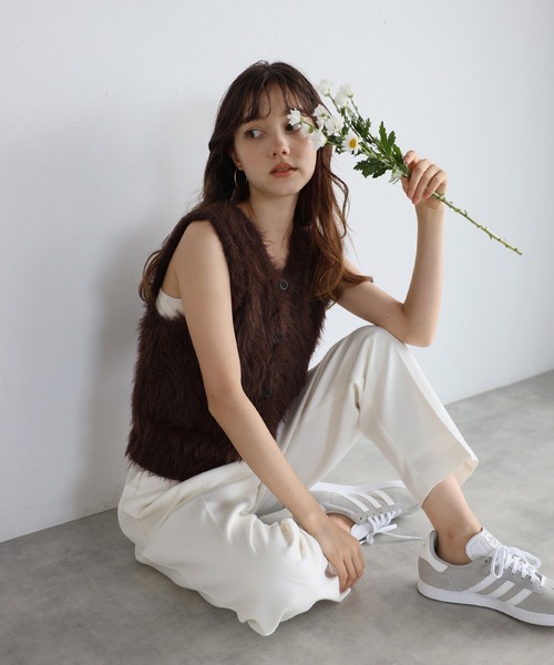 2way feather yarn vest / 前後2WAYフェザーヤーンベスト