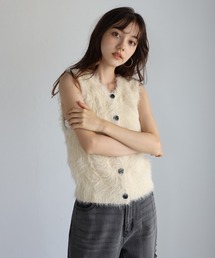 2way feather yarn vest / 前後2WAYフェザーヤーンベスト