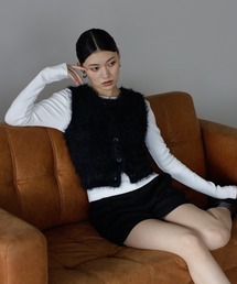2way feather yarn vest / 前後2WAYフェザーヤーンベスト