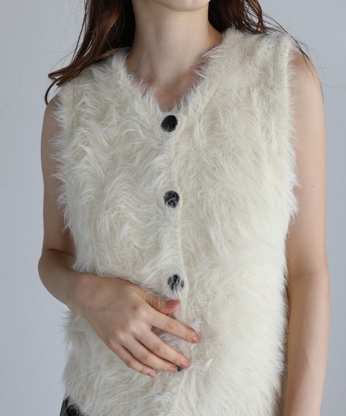 ENC（エンク）の「2way feather yarn vest / 前後2WAYフェザーヤーン