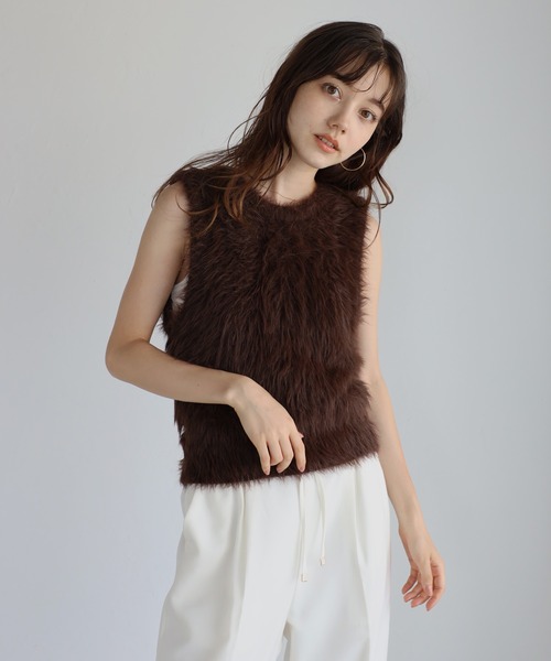 2way feather yarn vest / 前後2WAYフェザーヤーンベスト