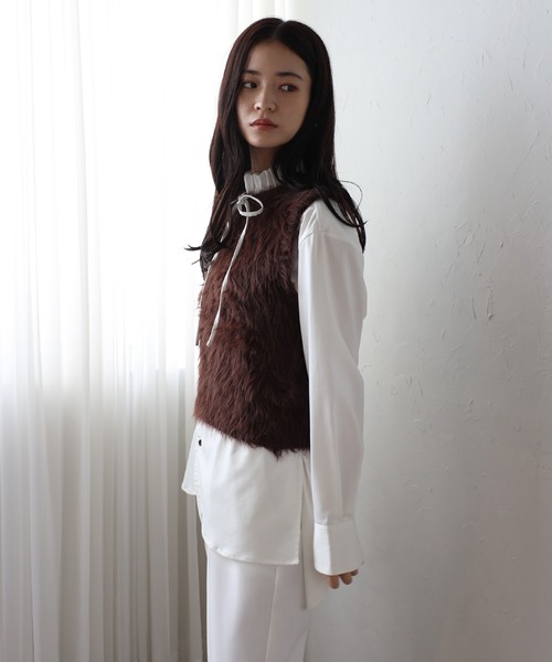セール】2way feather yarn vest / 前後2WAYフェザーヤーンベスト