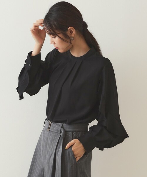 セール】フリルスリーブブラウス【洗濯機洗い可】（シャツ/ブラウス