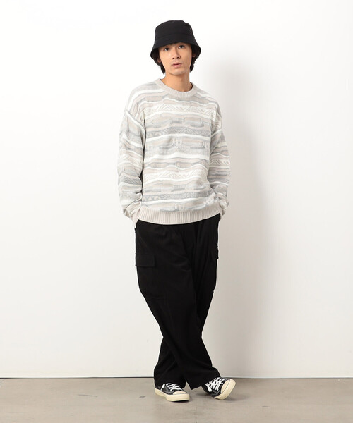 Purple&Yellow（パープルアンドイエロー）の「３Ｄニットプルオーバー（ニット/セーター・メンズ・アイボリー/ブラック・SMALL/MEDIUM/LARGE）」の3枚目の写真