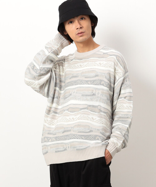 Purple&Yellow（パープルアンドイエロー）の「３Ｄニットプルオーバー（ニット/セーター・メンズ・アイボリー/ブラック・SMALL/MEDIUM/LARGE）」の4枚目の写真