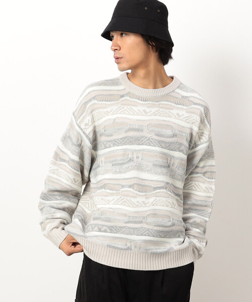 Purple&Yellow（パープルアンドイエロー）の「３Ｄニットプルオーバー（ニット/セーター・メンズ・アイボリー/ブラック・SMALL/MEDIUM/LARGE）」の5枚目の写真