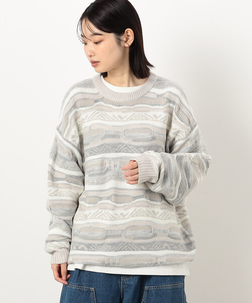 Purple&Yellow（パープルアンドイエロー）の「３Ｄニットプルオーバー（ニット/セーター・メンズ・アイボリー/ブラック・SMALL/MEDIUM/LARGE）」の8枚目の写真