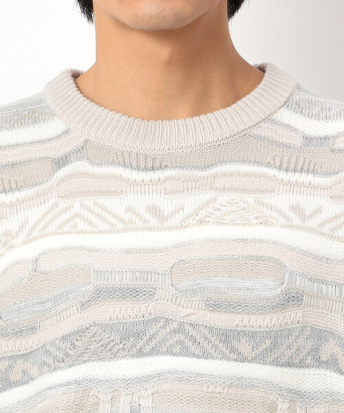 Purple&Yellow（パープルアンドイエロー）の「３Ｄニットプルオーバー（ニット/セーター・メンズ・アイボリー/ブラック・SMALL/MEDIUM/LARGE）」の18枚目の写真