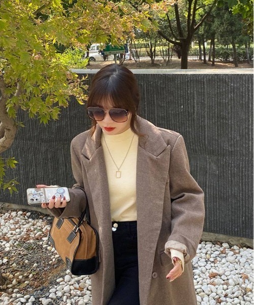 kirakiraShop(キラキラショップ)の「フリース モックネック ロング カットソー(ニット/セーター・レディース・ブラック/クリーム/オレンジ/ホワイト/ブラウン・FREE)」の11枚目の写真
