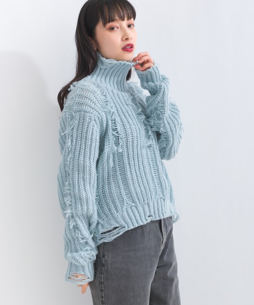 terrace(テラス)の「ダメージフリンジニットプルオーバー(ニット/セーター・レディース・ベージュ/オフホワイト/ブラック/サックスブルー・MEDIUM)」の17枚目の写真