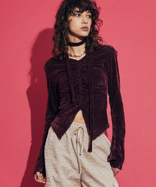 THINGS THAT MATTER ベロアトップス 洗える】シアーベロアトップス（カットソー） | Dessin(Ladies