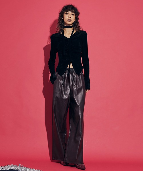 Choker Gathered Velour Tops / チョーカーギャザーベロアトップス