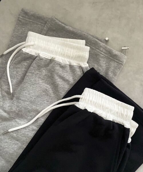 Green　Parks（グリーンパークス）の「ウエスト配色切替スウェットパンツ（スウェットパンツ・レディース・ブラック/グレー・FREE）」の8枚目の写真