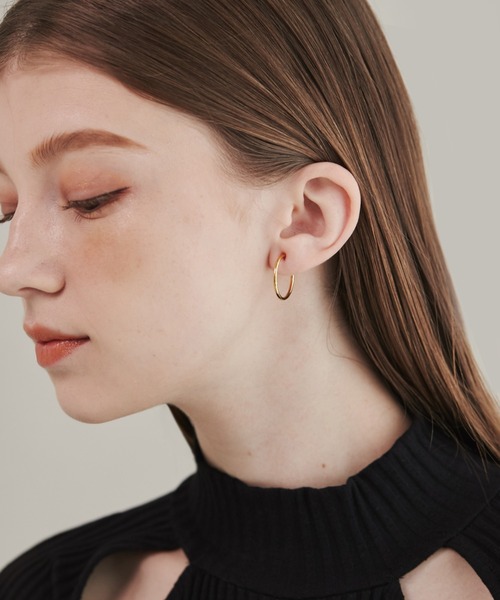 セール】【 金属アレルギー対応 】 シンプルフープイヤリング