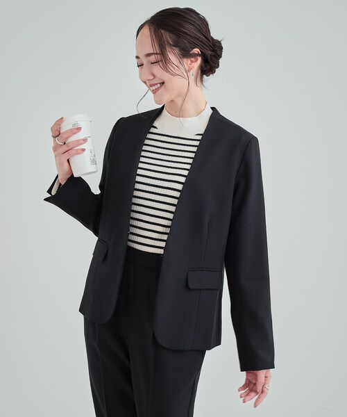 DRESKIP（ドレスキップ）の「◆【洗える/S-LL/セットアップ可/通勤/セレモニー】カラーレスジャケット（ノーカラージャケット・レディース・ベージュ/ブラック/チャコールグレー・03/02/01/04）」の18枚目の写真