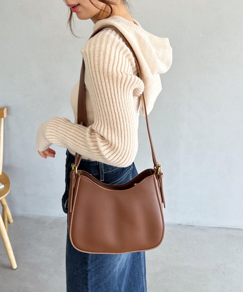 セール】leather big belt shoulder bag／PU太ベルトショルダー