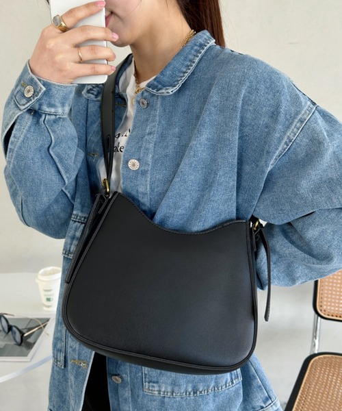 セール】leather big belt shoulder bag／PU太ベルトショルダー