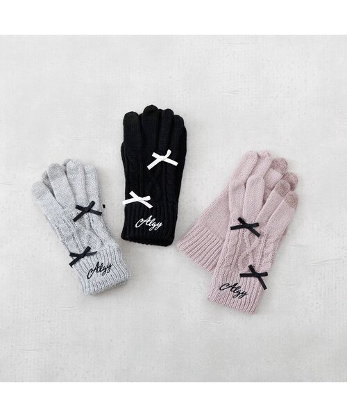 algy（アルジー）の「【スマホ対応】りぼん手袋（手袋・キッズ・ピンク/ブラック/グレー・FREE）」の4枚目の写真
