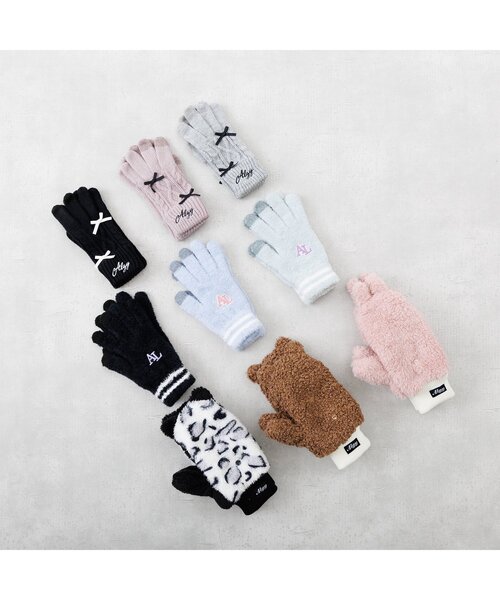 algy（アルジー）の「【スマホ対応】りぼん手袋（手袋・キッズ・ピンク/ブラック/グレー・FREE）」の5枚目の写真